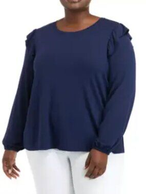 Plus Size Long Sleeve Julianna Ruffle Sleeve Top-Size 4X
